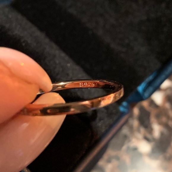 1.8mm Moissanite Half Eternity Ring 925 sterling silver layered 14k rose gold - Picture 5 of 6